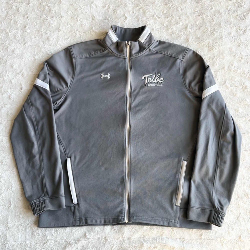 William & Mary Jacket Womens Large Gray Full Zip Basketball Spell Out Tribe W&M